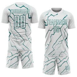 Sublimation Sports Uniform Jersey White Custom Soccer Lightning Teal