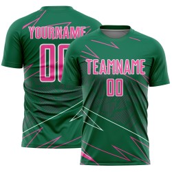 Kelly Sports Pink-White Sublimation Custom Uniform Soccer Lines Jersey Green