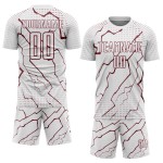 Sublimation Uniform Custom Sports Lightning White Soccer Jersey Burgundy