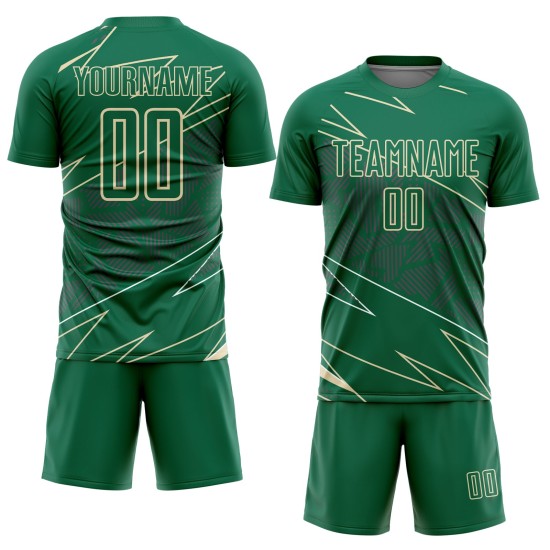 Kelly Soccer Jersey Lines Cream Custom Green Uniform Sports Sublimation