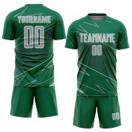 Custom Uniform Jersey Sports Sublimation Soccer Kelly Lines Gray-White Green