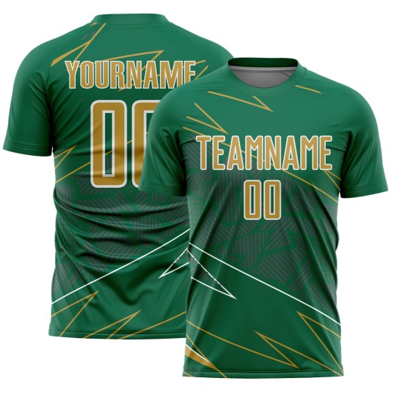 Soccer Sublimation Gold-White Lines Uniform Sports Green Custom Kelly Jersey Old