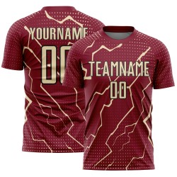 Custom Uniform Jersey Lightning Sports Soccer Sublimation Crimson Cream-Black