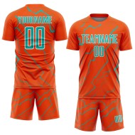 Aqua-White Jersey Sports Lightning Uniform Orange Soccer Custom Sublimation