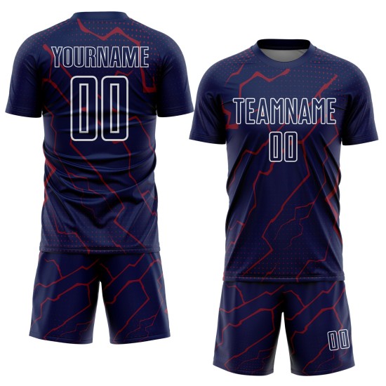Sports Crimson-White Lightning Navy Uniform Sublimation Soccer Custom Jersey