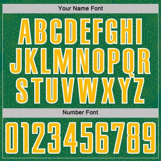 Green Kelly Shape Uniform Jersey Gold-White Custom Sports Soccer Sublimation Geometric
