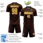 Sublimation Jersey Brown Shape Sports Geometric Uniform Gold-White Soccer Custom