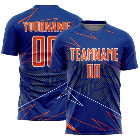 Lines Sublimation Royal Uniform Orange-White Sports Jersey Custom Soccer